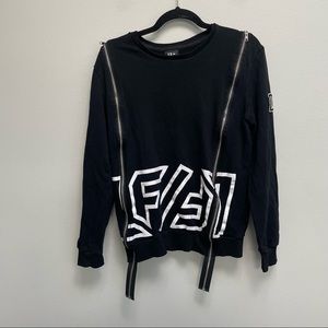LF sweater zip up sides logo goth women’s size xsmall